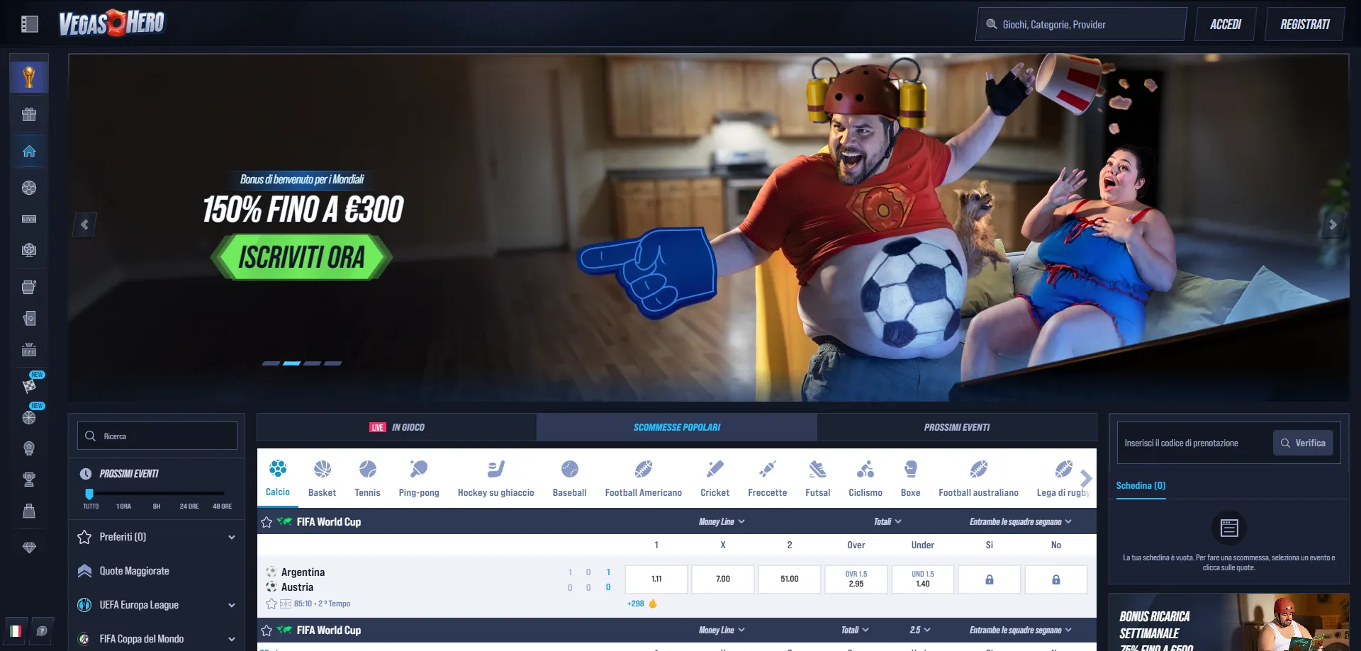 VegasHero Casino panoramica piattaforma online per giocatori italiani