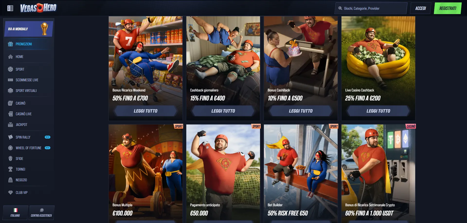 VegasHero Casino bonus di benvenuto fino a 200€ e 200 giri gratis